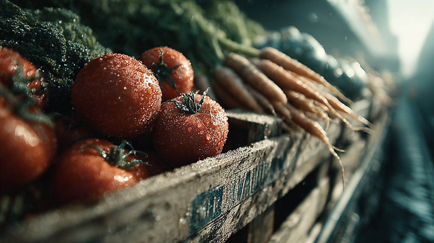 Fresh vegetables in wooden crates ready for transport